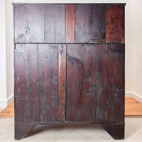 LARGE GEORGIAN TWO PART OAK CHEST OF DRAWERS - ADDITIONAL PHOTO 15