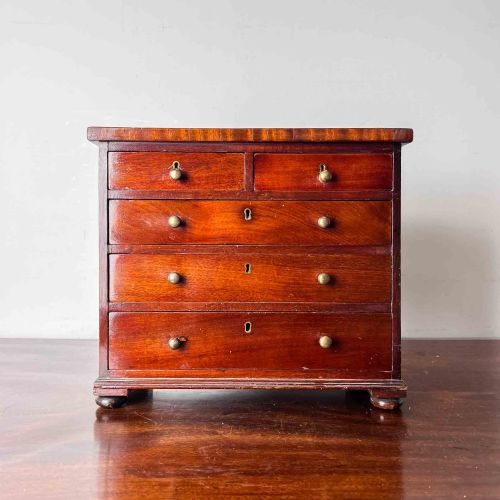 ANTIQUE MAHOGANY MINIATURE CHEST OF DRAWERS - ADDITIONAL PHOTO 1