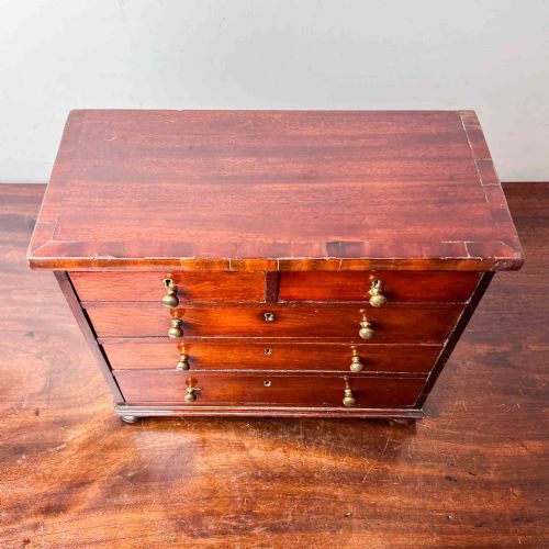 ANTIQUE MAHOGANY MINIATURE CHEST OF DRAWERS - ADDITIONAL PHOTO 2