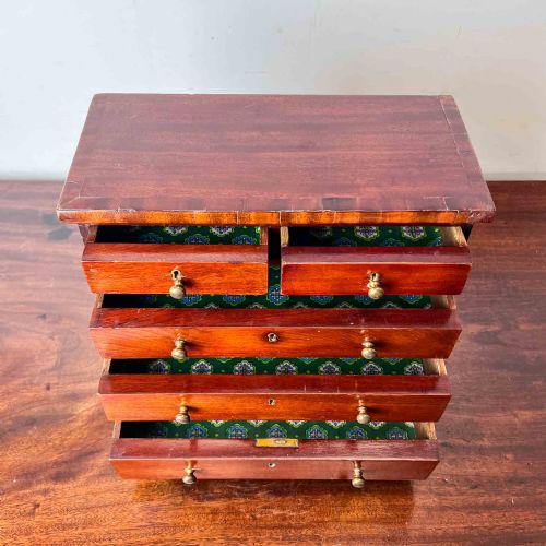 ANTIQUE MAHOGANY MINIATURE CHEST OF DRAWERS - ADDITIONAL PHOTO 3