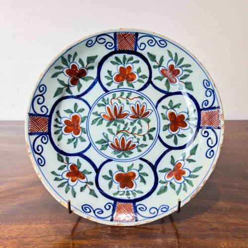 antique polychrome delft plate - CATEGORY: ANTIQUE PLATES - DATED 1800