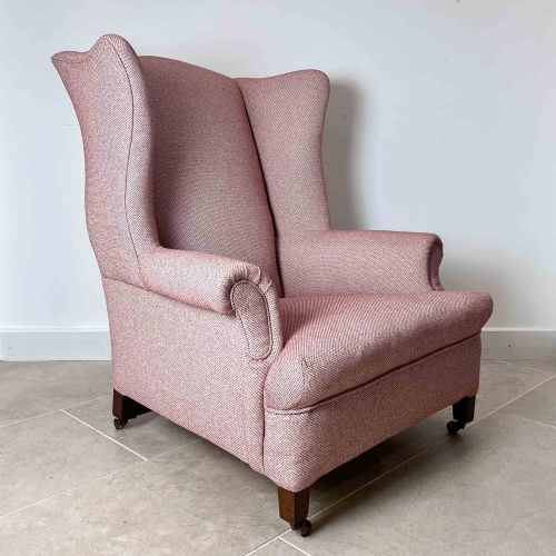 ANTIQUE WINGBACK PINK ARMCHAIR - ADDITIONAL PHOTO 1