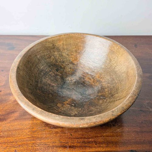 ANTIQUE TURNED SYCAMORE DAIRY BOWL - ADDITIONAL PHOTO 2