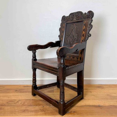 antique charles ii oak wainscot chair - CATEGORY: ANTIQUE CHAIRS - DATED 17TH CENTURY