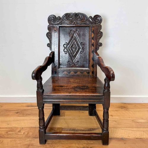 ANTIQUE CHARLES II OAK WAINSCOT CHAIR - ADDITIONAL PHOTO 1