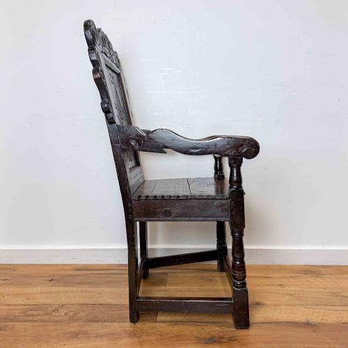 ANTIQUE CHARLES II OAK WAINSCOT CHAIR - ADDITIONAL PHOTO 3
