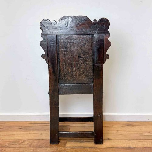 ANTIQUE CHARLES II OAK WAINSCOT CHAIR - ADDITIONAL PHOTO 4