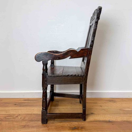 ANTIQUE CHARLES II OAK WAINSCOT CHAIR - ADDITIONAL PHOTO 5