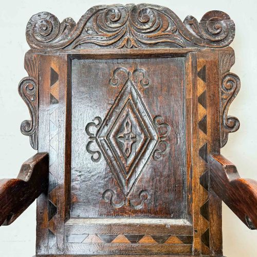 ANTIQUE CHARLES II OAK WAINSCOT CHAIR - ADDITIONAL PHOTO 7