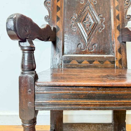 ANTIQUE CHARLES II OAK WAINSCOT CHAIR - ADDITIONAL PHOTO 18