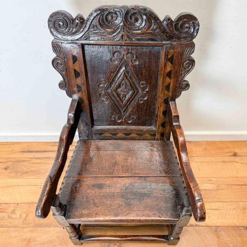 ANTIQUE CHARLES II OAK WAINSCOT CHAIR - ADDITIONAL PHOTO 22