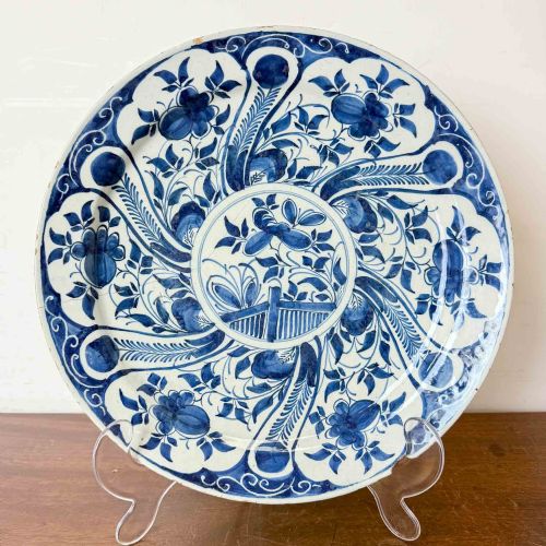antique blue and white delft charger - CATEGORY: ANTIQUE CERAMICS - DATED 1800
