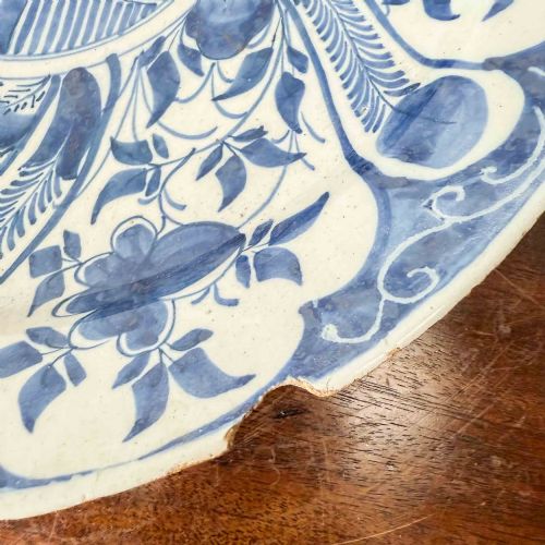 ANTIQUE BLUE AND WHITE DELFT CHARGER - ADDITIONAL PHOTO 3