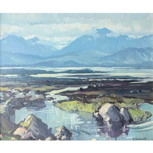 'CONNEMARA HILLS FROM KILKERRIN BAY' OIL PAINTING BY C CALDWELL - ADDITIONAL PHOTO 1