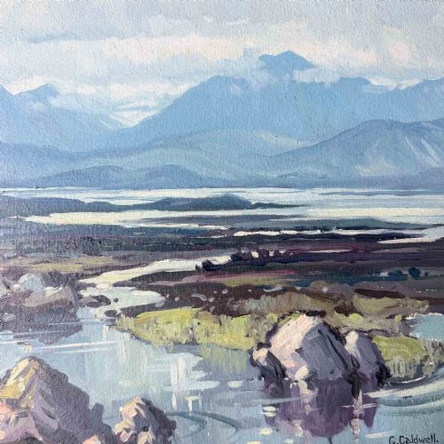 'CONNEMARA HILLS FROM KILKERRIN BAY' OIL PAINTING BY C CALDWELL - ADDITIONAL PHOTO 5
