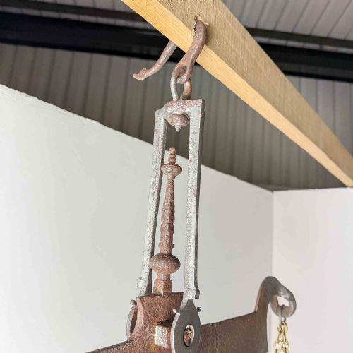 LARGE ANTIQUE COPPER AND IRON BALANCE SCALES - ADDITIONAL PHOTO 5