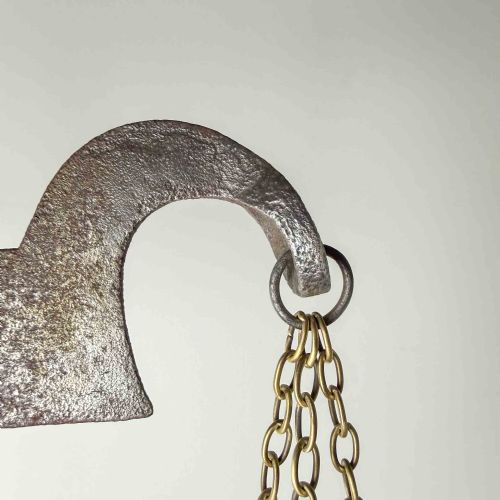 LARGE ANTIQUE COPPER AND IRON BALANCE SCALES - ADDITIONAL PHOTO 6