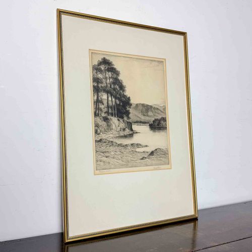 DERWENT WATER ETCHING BY JOHN FULLWOOD 1854 1931 - ADDITIONAL PHOTO 2
