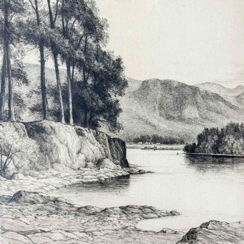 DERWENT WATER ETCHING BY JOHN FULLWOOD 1854 1931 - ADDITIONAL PHOTO 5