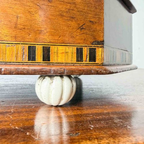 ANTIQUE OCTAGONAL MAHOGANY FOOTSTOOL WITH CREWEL WORK COVER - ADDITIONAL PHOTO 8