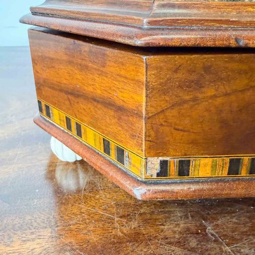 ANTIQUE OCTAGONAL MAHOGANY FOOTSTOOL WITH CREWEL WORK COVER - ADDITIONAL PHOTO 9