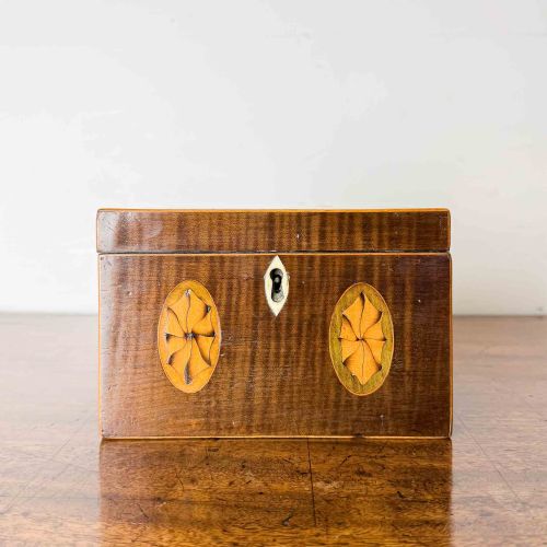 GEORGIAN MAHOGANY INLAID TEA CADDY - ADDITIONAL PHOTO 1