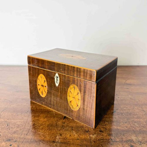 GEORGIAN MAHOGANY INLAID TEA CADDY - ADDITIONAL PHOTO 2