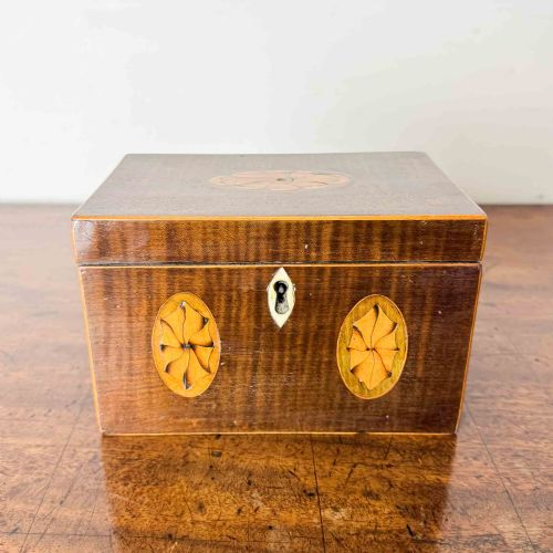 GEORGIAN MAHOGANY INLAID TEA CADDY - ADDITIONAL PHOTO 3