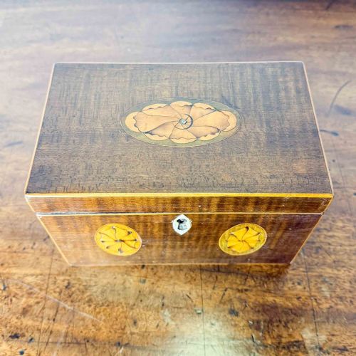 GEORGIAN MAHOGANY INLAID TEA CADDY - ADDITIONAL PHOTO 4