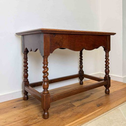 19TH CENTURY OAK SIDE TABLE BARLEY TWIST LEGS - ADDITIONAL PHOTO 1
