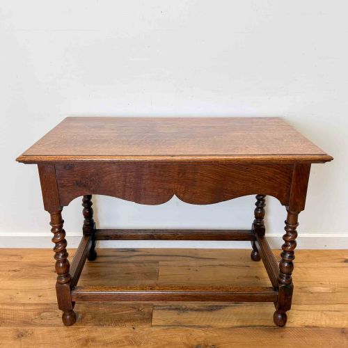 19TH CENTURY OAK SIDE TABLE BARLEY TWIST LEGS - ADDITIONAL PHOTO 2