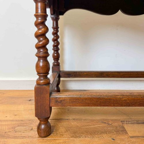19TH CENTURY OAK SIDE TABLE BARLEY TWIST LEGS - ADDITIONAL PHOTO 4