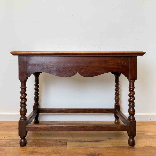 19TH CENTURY OAK SIDE TABLE BARLEY TWIST LEGS - ADDITIONAL PHOTO 6