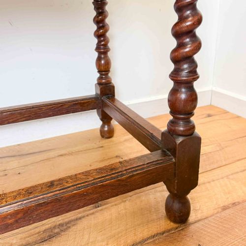 19TH CENTURY OAK SIDE TABLE BARLEY TWIST LEGS - ADDITIONAL PHOTO 8