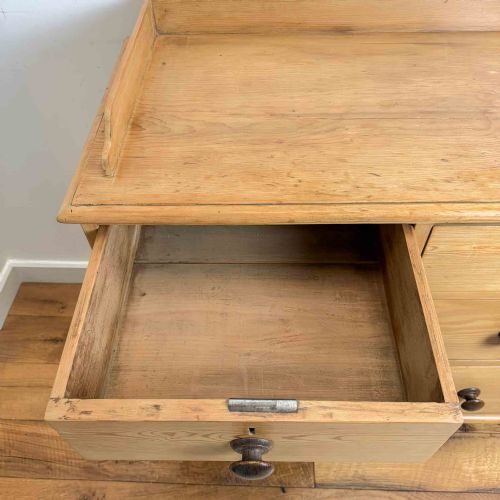 ANTIQUE PINE CHEST OF DRAWERS WITH BUN FEET - ADDITIONAL PHOTO 12