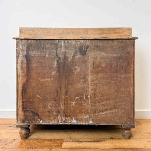 ANTIQUE PINE CHEST OF DRAWERS WITH BUN FEET - ADDITIONAL PHOTO 13