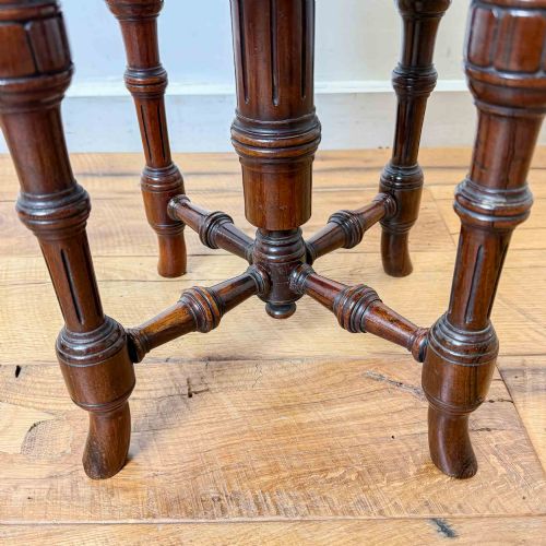 VICTORIAN CHARLES WADMAN ROSEWOOD PIANO STOOL WITH CREWEL WORK SEAT - ADDITIONAL PHOTO 7