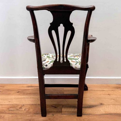 ANTIQUE OAK CARVED CHAIR WITH CREWEL WORK SEAT - ADDITIONAL PHOTO 8