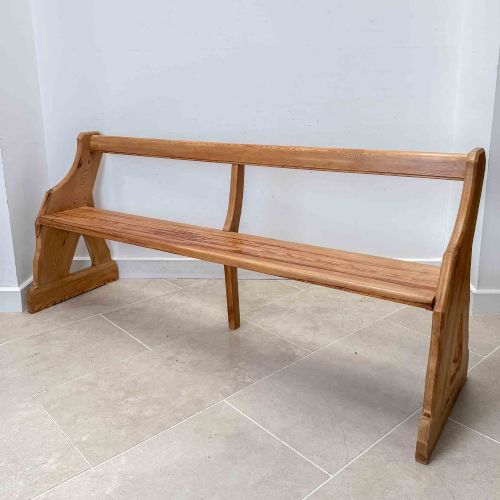 ANTIQUE PITCH PINE OPEN BACK CHURCH PEW - ADDITIONAL PHOTO 2