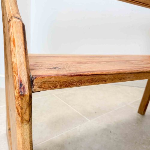 ANTIQUE PITCH PINE OPEN BACK CHURCH PEW - ADDITIONAL PHOTO 4