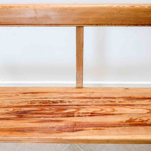ANTIQUE PITCH PINE OPEN BACK CHURCH PEW - ADDITIONAL PHOTO 6