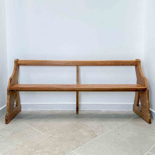 ANTIQUE PITCH PINE OPEN BACK CHURCH PEW - ADDITIONAL PHOTO 11
