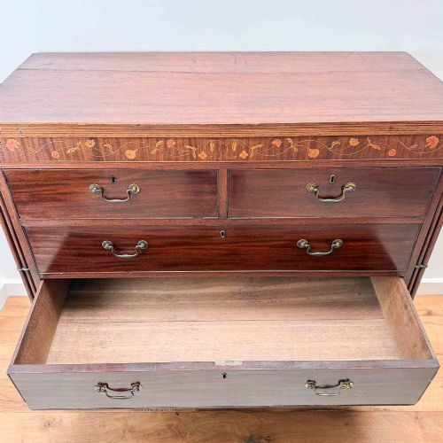 ANTIQUE MAHOGANY CHEST OF DRAWERS WITH FLORAL INLAY DETAILS - ADDITIONAL PHOTO 13