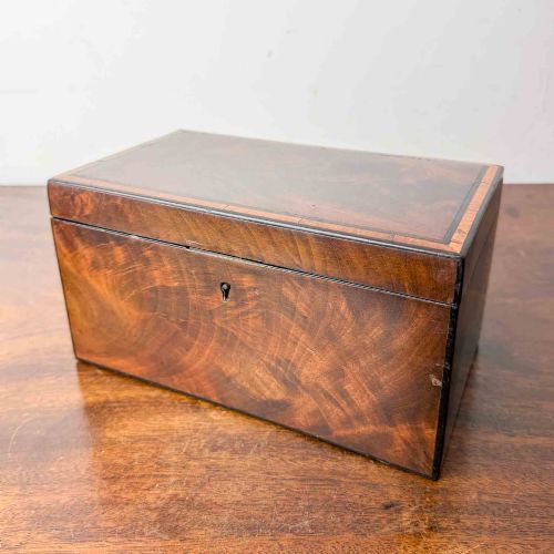 Early Victorian Flame Mahogany Tea Caddy