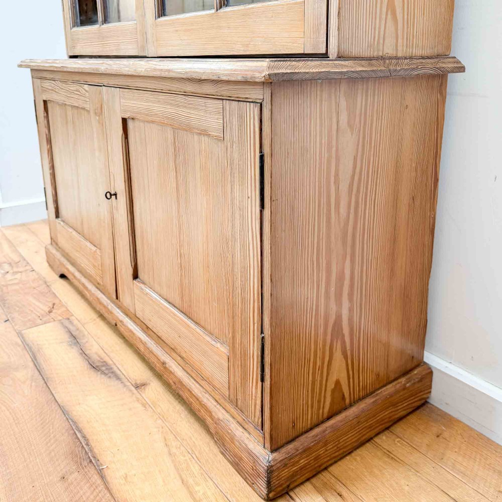 Antique Pitch Pine Glazed Bookcase Cabinet View VII