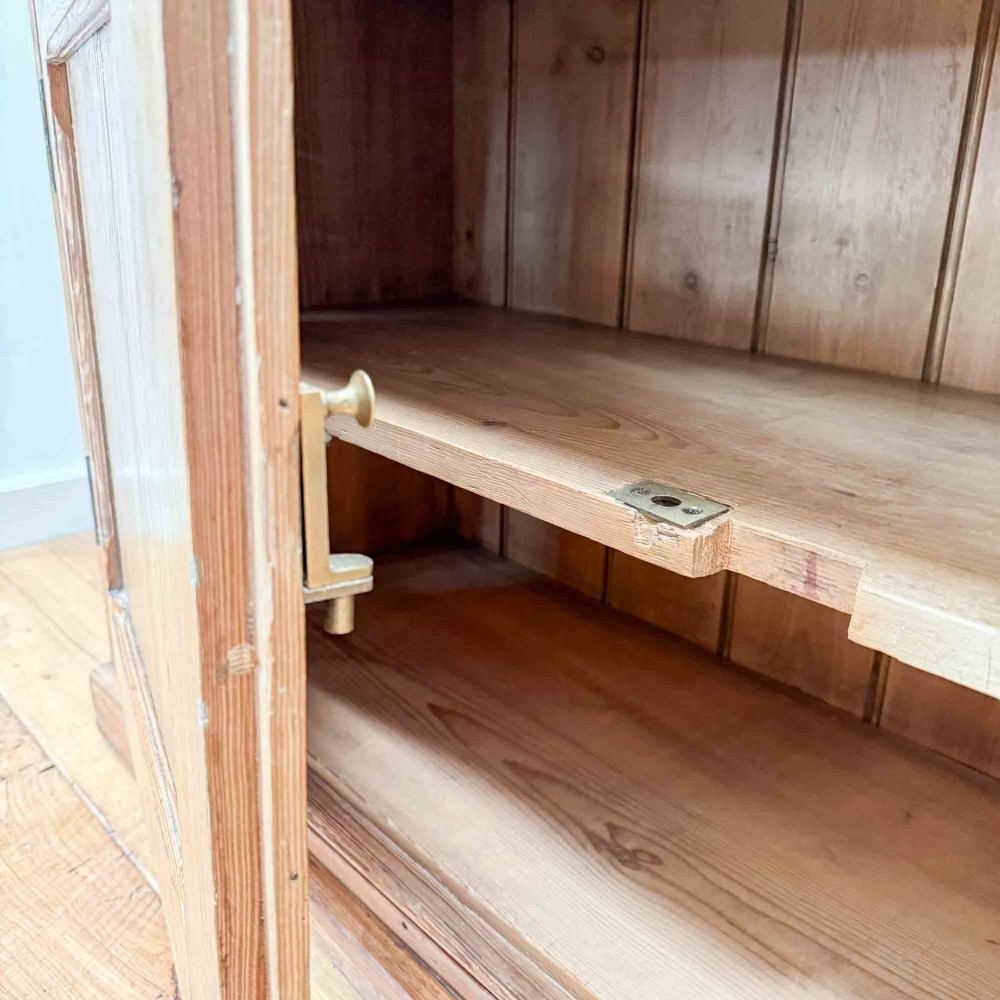 Antique Pitch Pine Glazed Bookcase Cabinet View IX