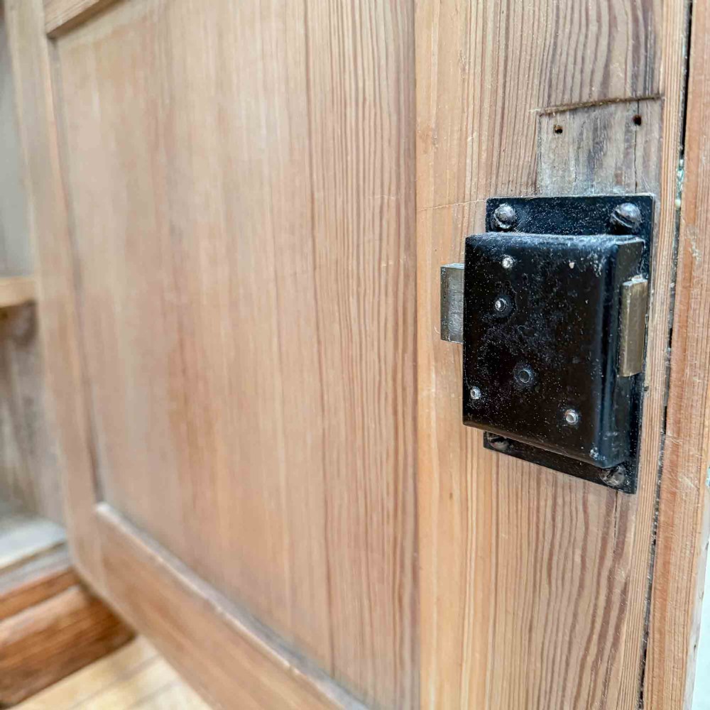Antique Pitch Pine Glazed Bookcase Cabinet View X