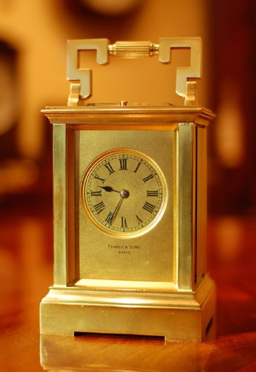 pearce and sons paris carriage clock - CATEGORY: ANTIQUE CLOCKS - DATED 1910