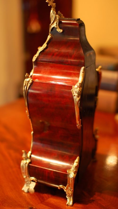 FRENCH ORMOLU RED SHELL MANTEL CLOCK - ADDITIONAL PHOTO 2
