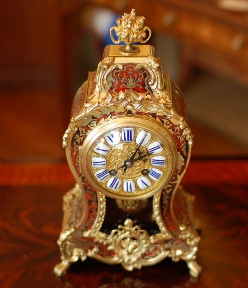 howell james boulle clock mantel clock - CATEGORY: ANTIQUE CLOCKS - DATED 1880